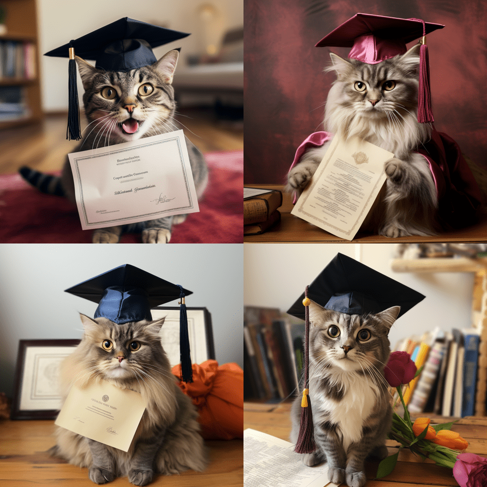 cats-with-certificates | MemberPress montage of cute cats with graduate certificates of completion
